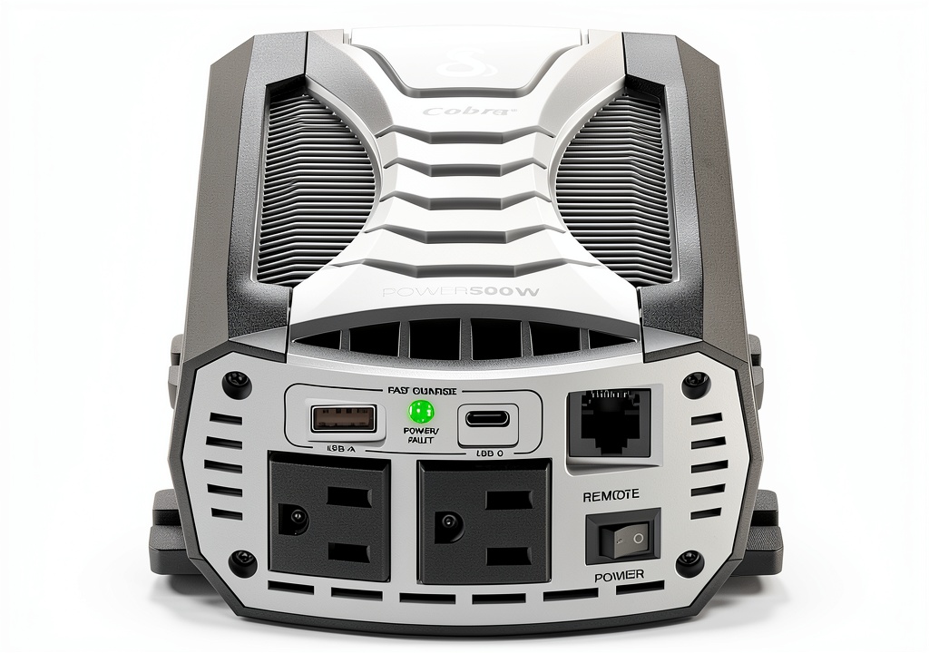 Cobra 500W Power Inverter installed in a vehicle dashboard