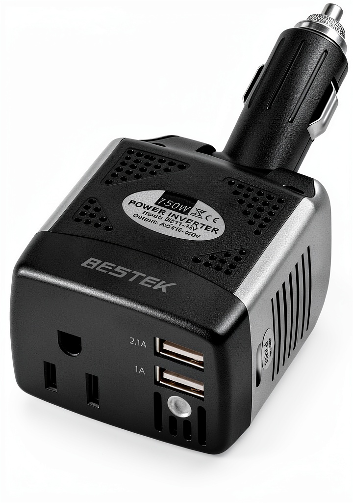 BESTEK 150W Power Inverter installed in a car dashboard