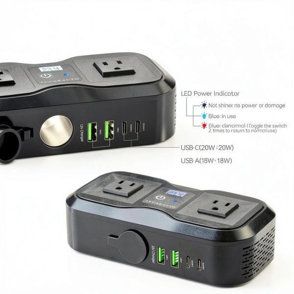 AUCARAUTO 200W Car Power Inverter DC 12V to AC 110V-5