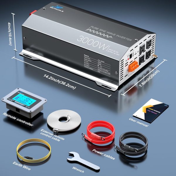 3000W Pure Sine Wave Inverter ZETAWALE 12V Car RV-6