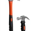 ZUZUAN Claw Hammer 2 Pack 8oz & 16oz Black Red Fiberglass Handle-0