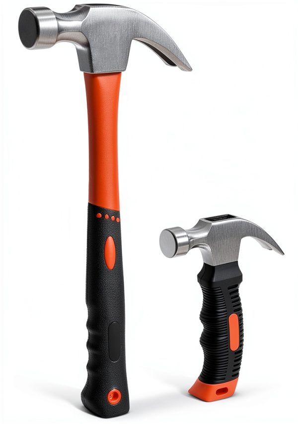 ZUZUAN Claw Hammer 2 Pack 8oz & 16oz Black Red Fiberglass Handle-0