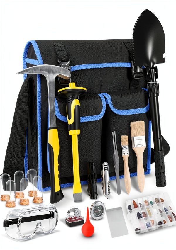 Geology Rock Pick Kit 25PCS ARTKUNST 28oz Hammer with Mason Chisel-0
