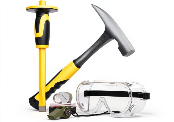 Rock Pick Kit INCLY 5‑Piece with 32 oz Hammer, 12" Chisel, Glasses-0