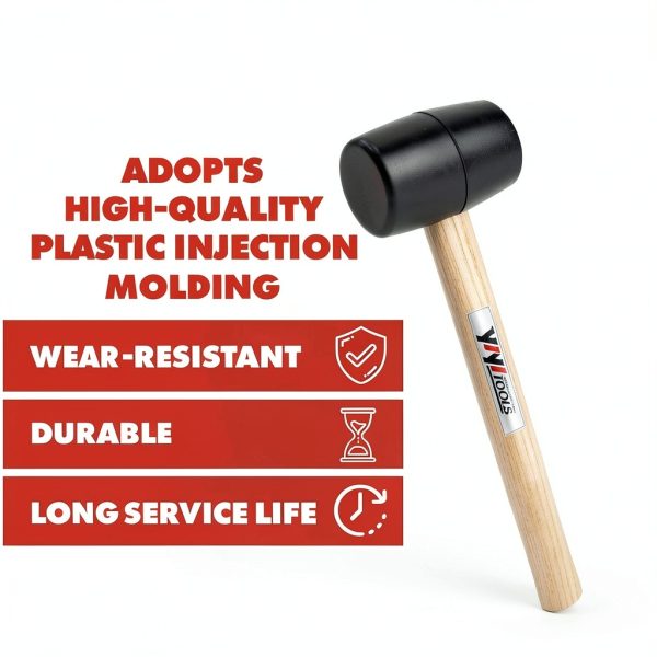 Rubber Mallet Hammer YIYITOOLS 8oz Black Wood Handle-3