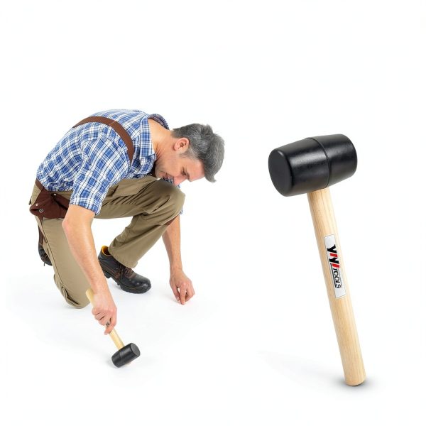 Rubber Mallet Hammer YIYITOOLS 8oz Black Wood Handle-2