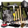 INCLY 15 PCS Geology Rock Pick Hammer Kit, 32oz Hammer & 3 PCS Digging Chisels Set for Rock Hounding, Gold Mining & Prospecting Equipment Tool Gear Shovel Musette Bag, Compass, Whistle, Wooden Chisel-0