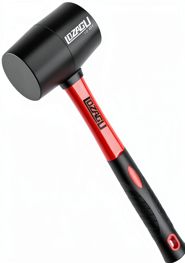 Rubber Mallet 16oz LOZAGU Fiberglass Handle for Flooring & Camping-0