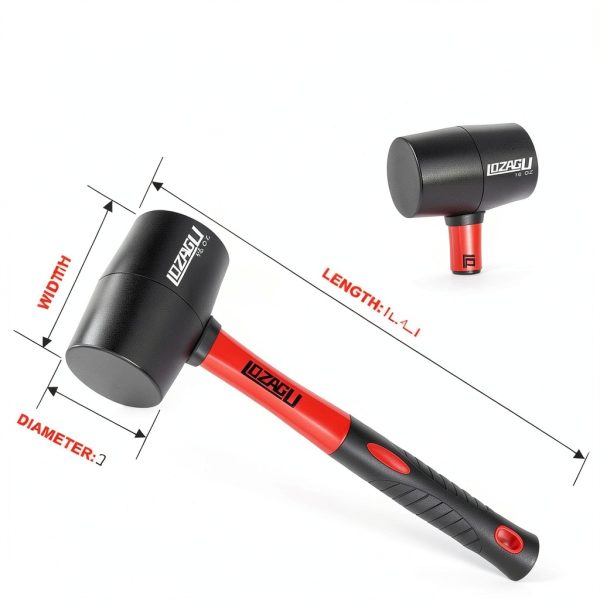 Rubber Mallet 16oz LOZAGU Fiberglass Handle for Flooring & Camping-2