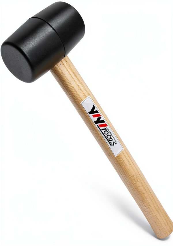 Rubber Mallet Hammer YIYITOOLS 8oz Black Wood Handle-0