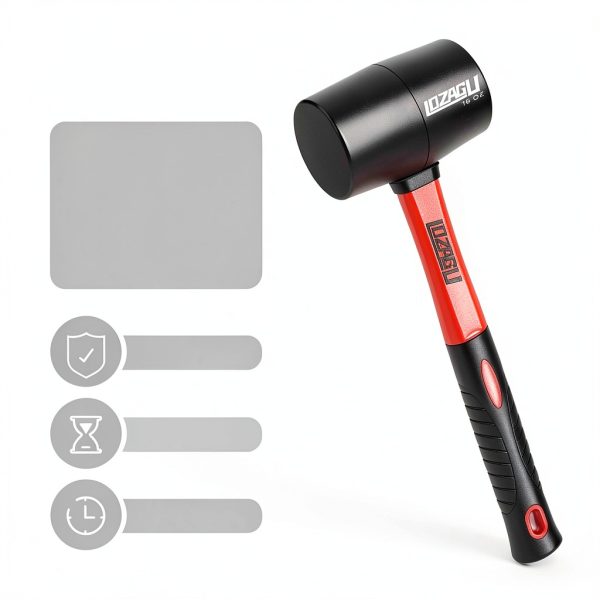 Rubber Mallet 16oz LOZAGU Fiberglass Handle for Flooring & Camping-1